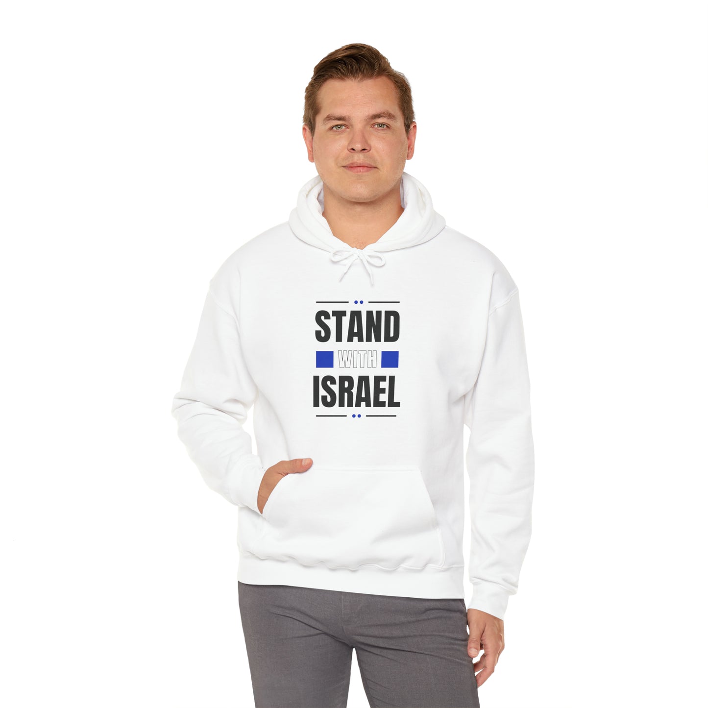 I Stand With Israel B&W - Unisex Heavy Blend™ Hooded Sweatshirt